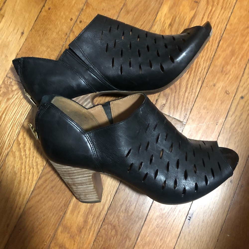 Leather open toe boots